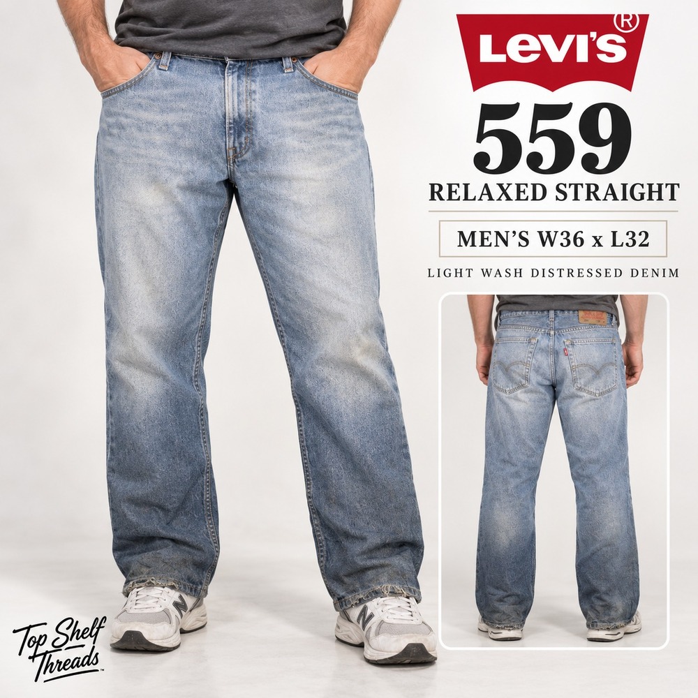 Levi's 559 Relaxed Straight Men W38 L32 Medium Wash Blue Jeans 5 Pocket Zip Fly